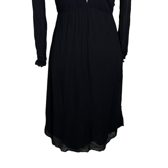 Reformation Black V Neck Midi Dress Women’s Size 0 Long Sleeve Plunge Minimal - Picture 3 of 11